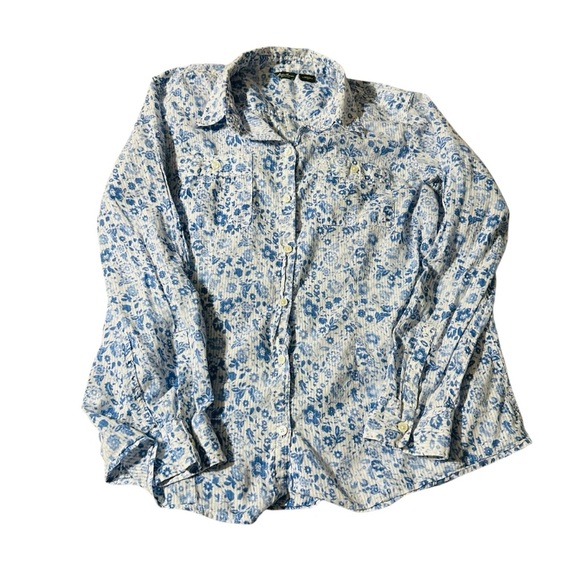 Eddie Bauer women's size XL floral button down top - Picture 1 of 5